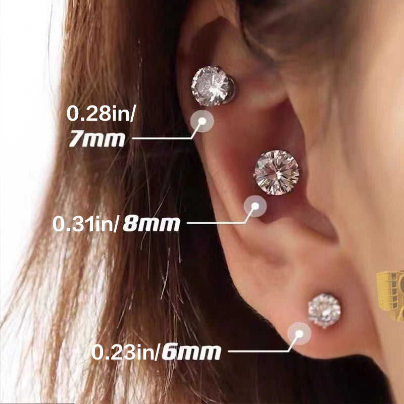 Magnetic Cubic Zirconia Stud Ear Clip
