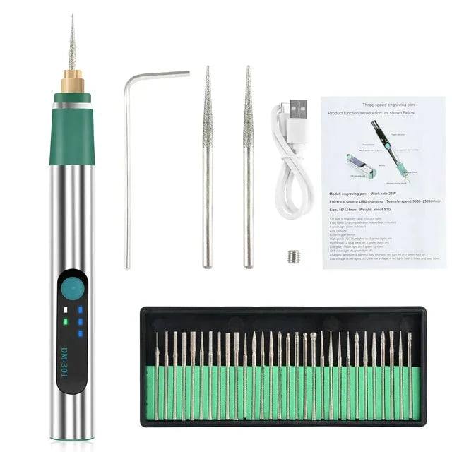Manual Engraving Pen for Wood, Glass, Leather and Stone - Durable Plastic and Metal