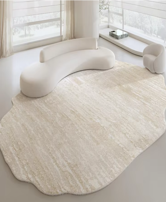Marble Pattern Area Rug with Irregular Silhouette