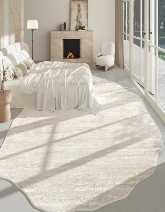 Marble Pattern Area Rug with Irregular Silhouette