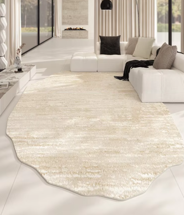 Marble Pattern Area Rug with Irregular Silhouette