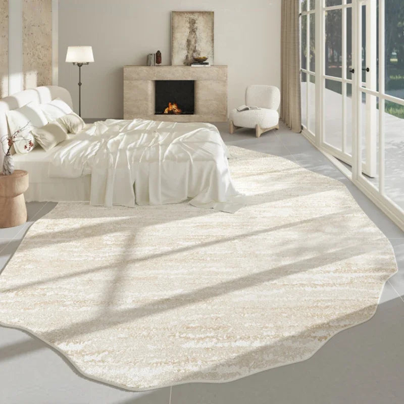 Marble Pattern Area Rug with Irregular Silhouette