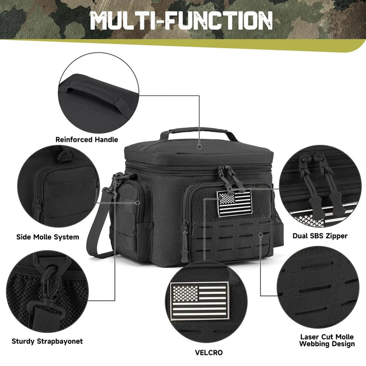 Military Tactical Insulated Meal Bag for Men 13L (Black)
