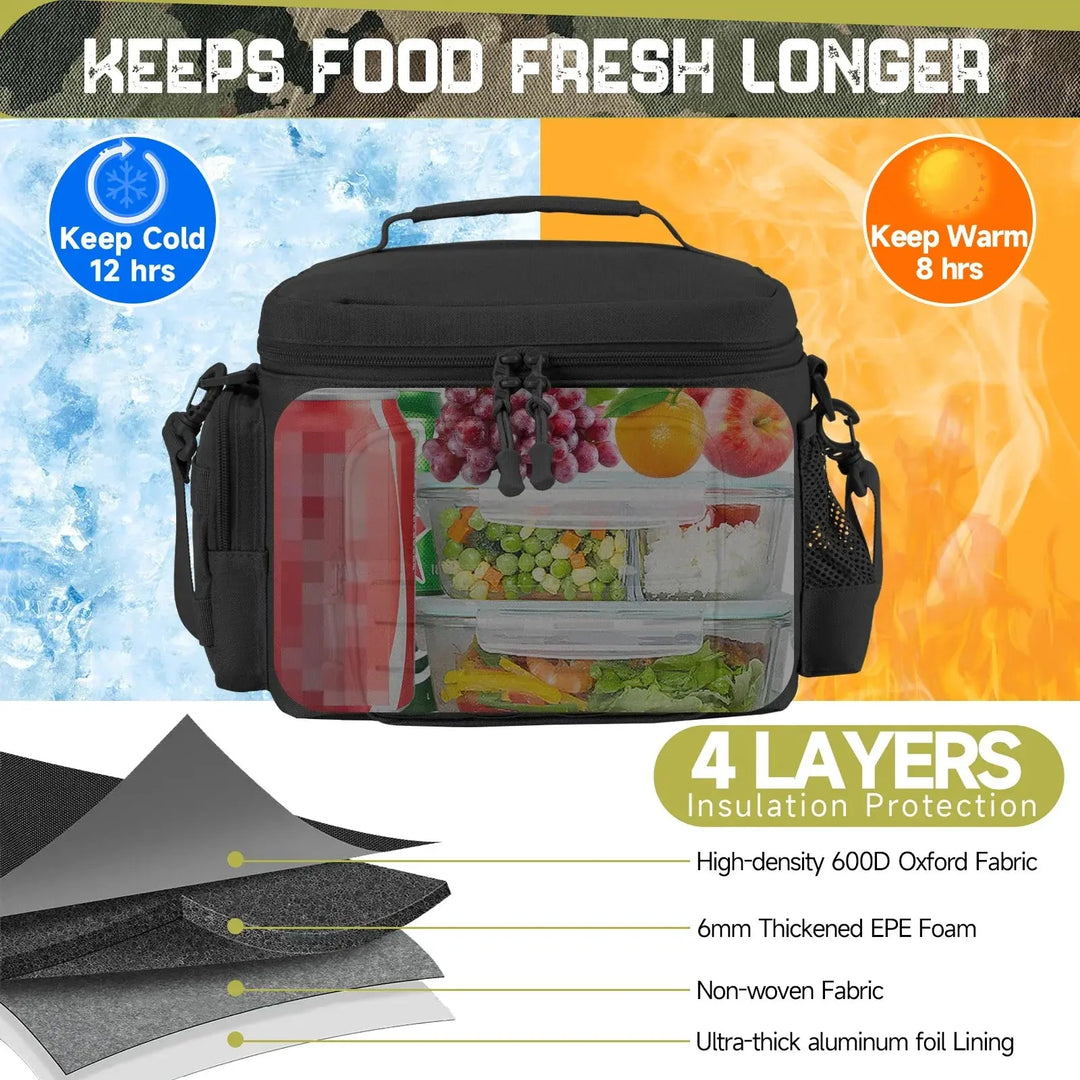 Military Tactical Insulated Meal Bag for Men 13L (Black)