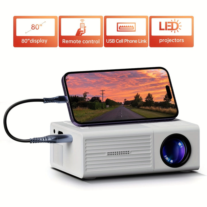 Mini Ultra-Bright Projector 3000 Lumens – Portable, HDTV &amp; USB, Ideal for Home &amp; Outdoor Cinema!