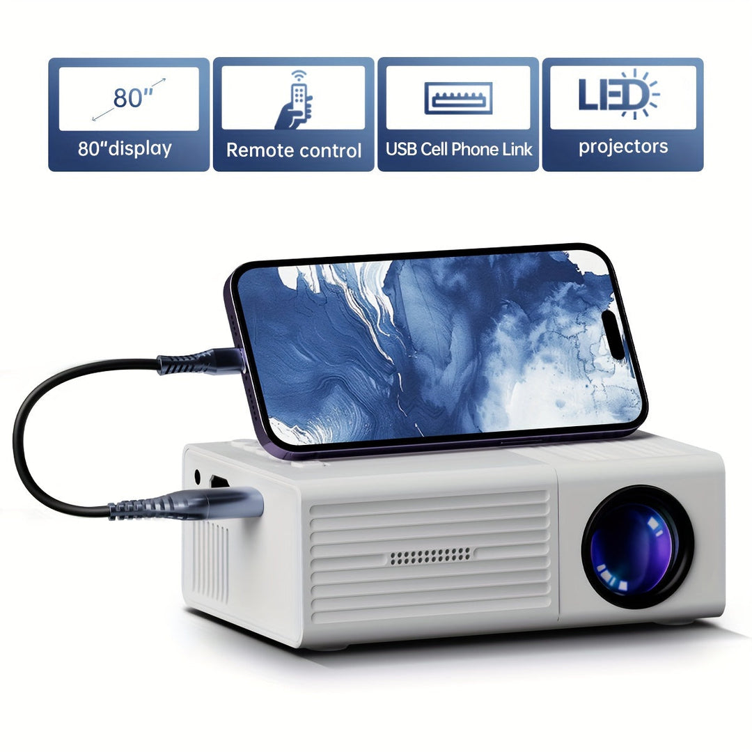 Mini Ultra-Bright Projector 3000 Lumens – Portable, HDTV &amp; USB, Ideal for Home &amp; Outdoor Cinema!