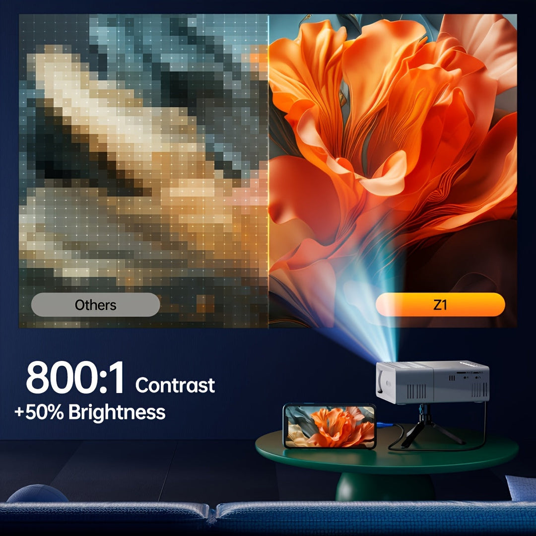 Mini Ultra-Bright Projector 3000 Lumens – Portable, HDTV &amp; USB, Ideal for Home &amp; Outdoor Cinema!