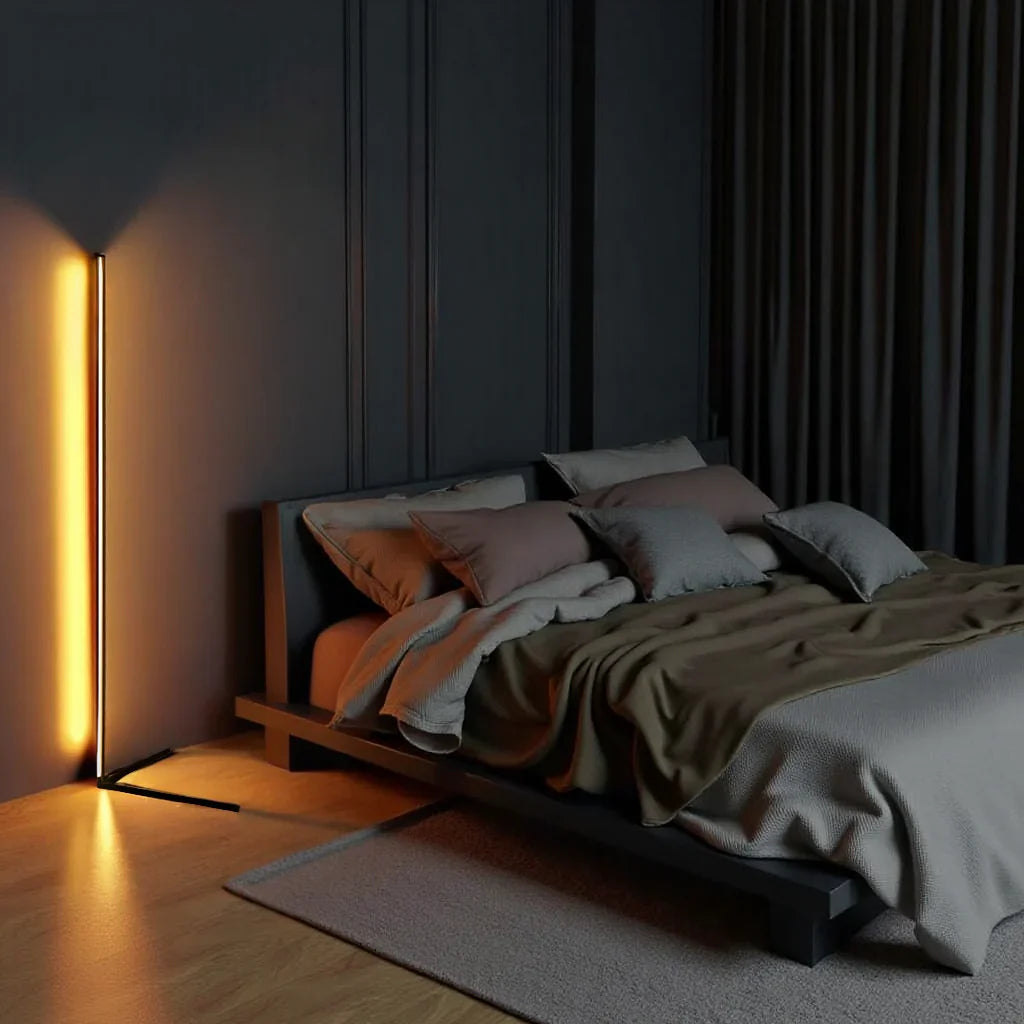 Minimalist LED Floor Lamp with Dimmable Light Modes and Modern Linear Design