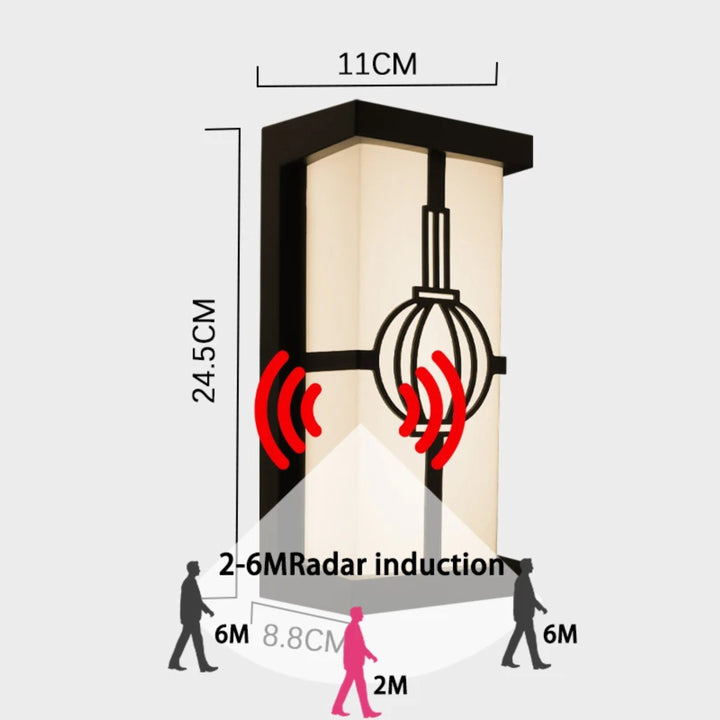 Modern LED Outdoor Wall Light with IP65 Waterproof Rating and Radar Motion Sensor