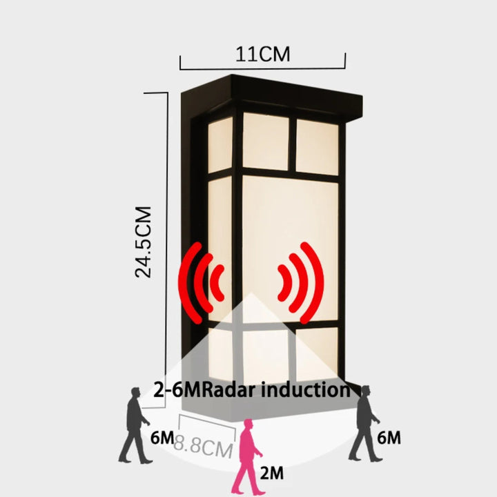 Modern LED Outdoor Wall Light with IP65 Waterproof Rating and Radar Motion Sensor