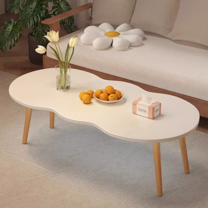Modern Minimalist Cloud-Shaped Oval Pine Wood and MDF Living Room Coffee Table - 1 or 2 Tier