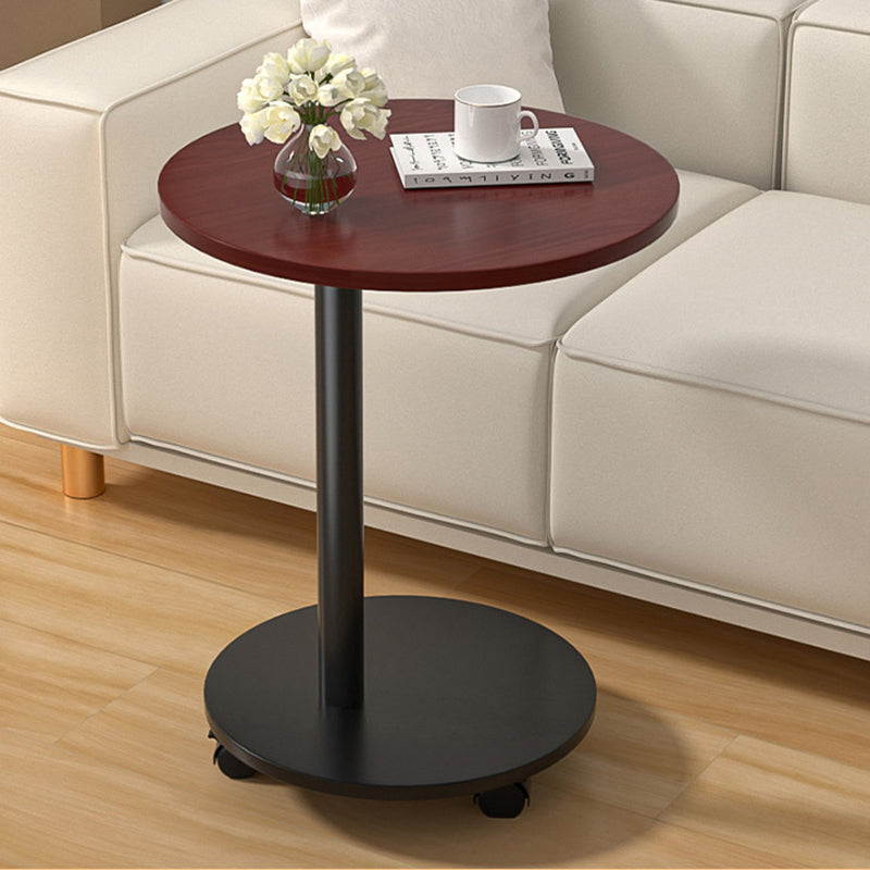 Modern Minimalist Round MDF and Stainless Steel Mobile Side Table for Living Room and Bedroom
