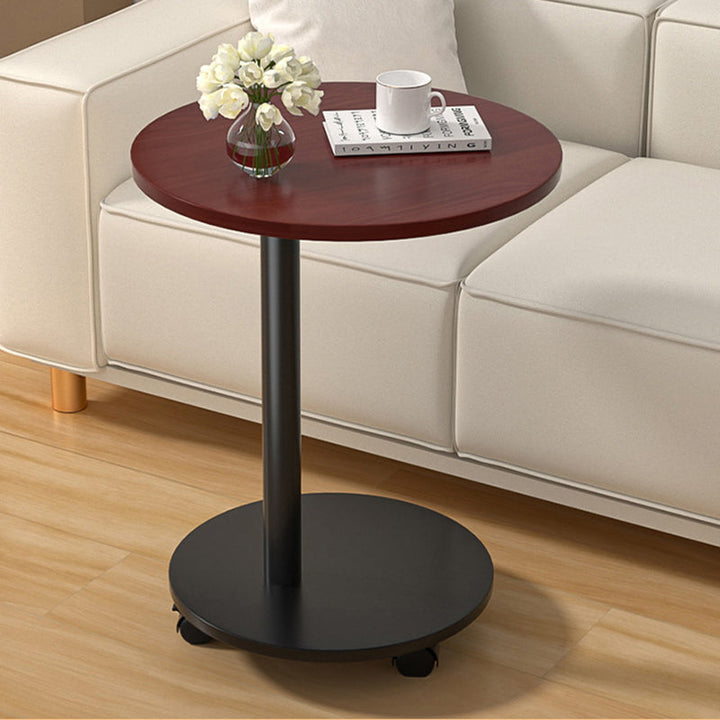 Modern Minimalist Round MDF and Stainless Steel Mobile Side Table for Living Room and Bedroom