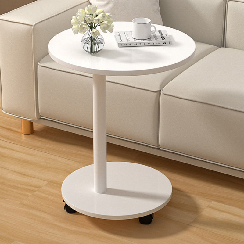 Modern Minimalist Round MDF and Stainless Steel Mobile Side Table for Living Room and Bedroom