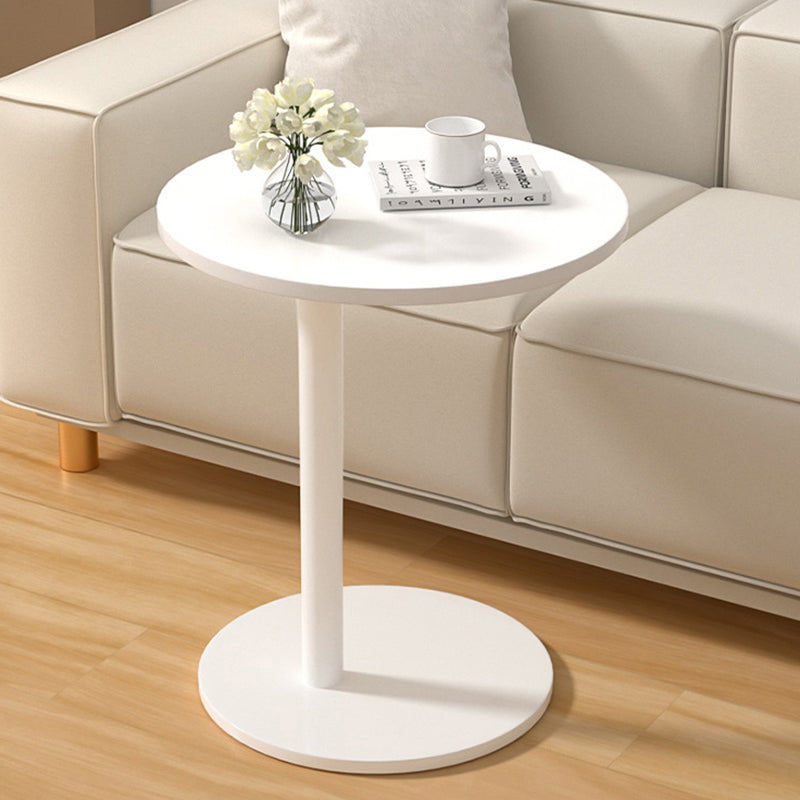 Modern Minimalist Round MDF and Stainless Steel Mobile Side Table for Living Room and Bedroom