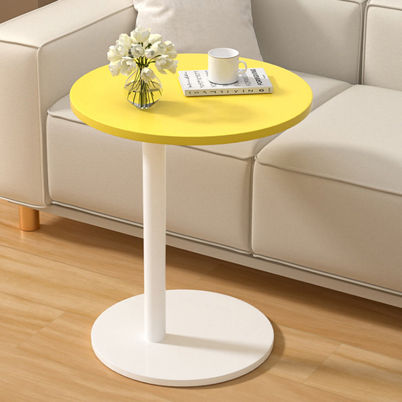 Modern Minimalist Round MDF and Stainless Steel Mobile Side Table for Living Room and Bedroom