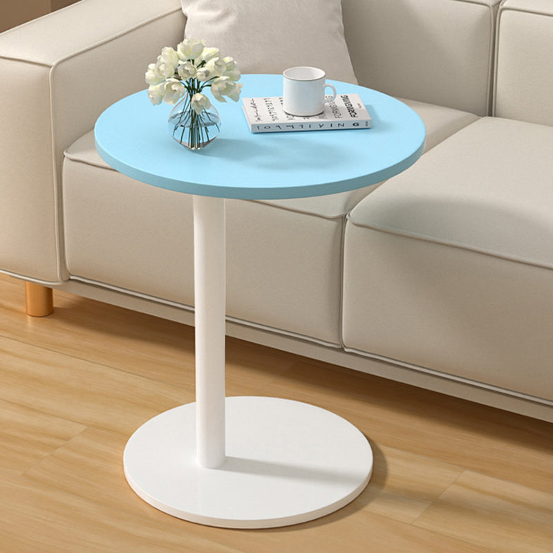 Modern Minimalist Round MDF and Stainless Steel Mobile Side Table for Living Room and Bedroom