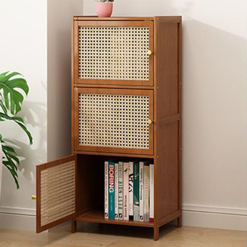 Modern Minimalist Square Bamboo, MDF and Woven Plastic Rattan Storage Cabinet for Study