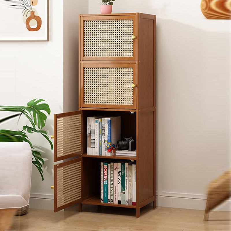 Modern Minimalist Square Bamboo, MDF and Woven Plastic Rattan Storage Cabinet for Study