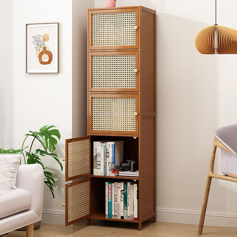 Modern Minimalist Square Bamboo, MDF and Woven Plastic Rattan Storage Cabinet for Study