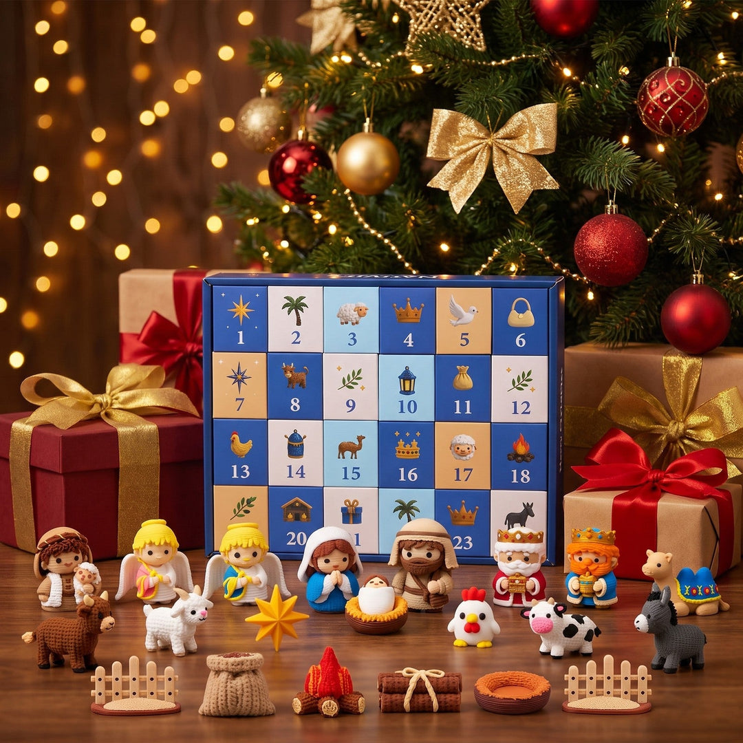 24-Day Nativity Advent Calendar with 3D Printed Figures for Kids