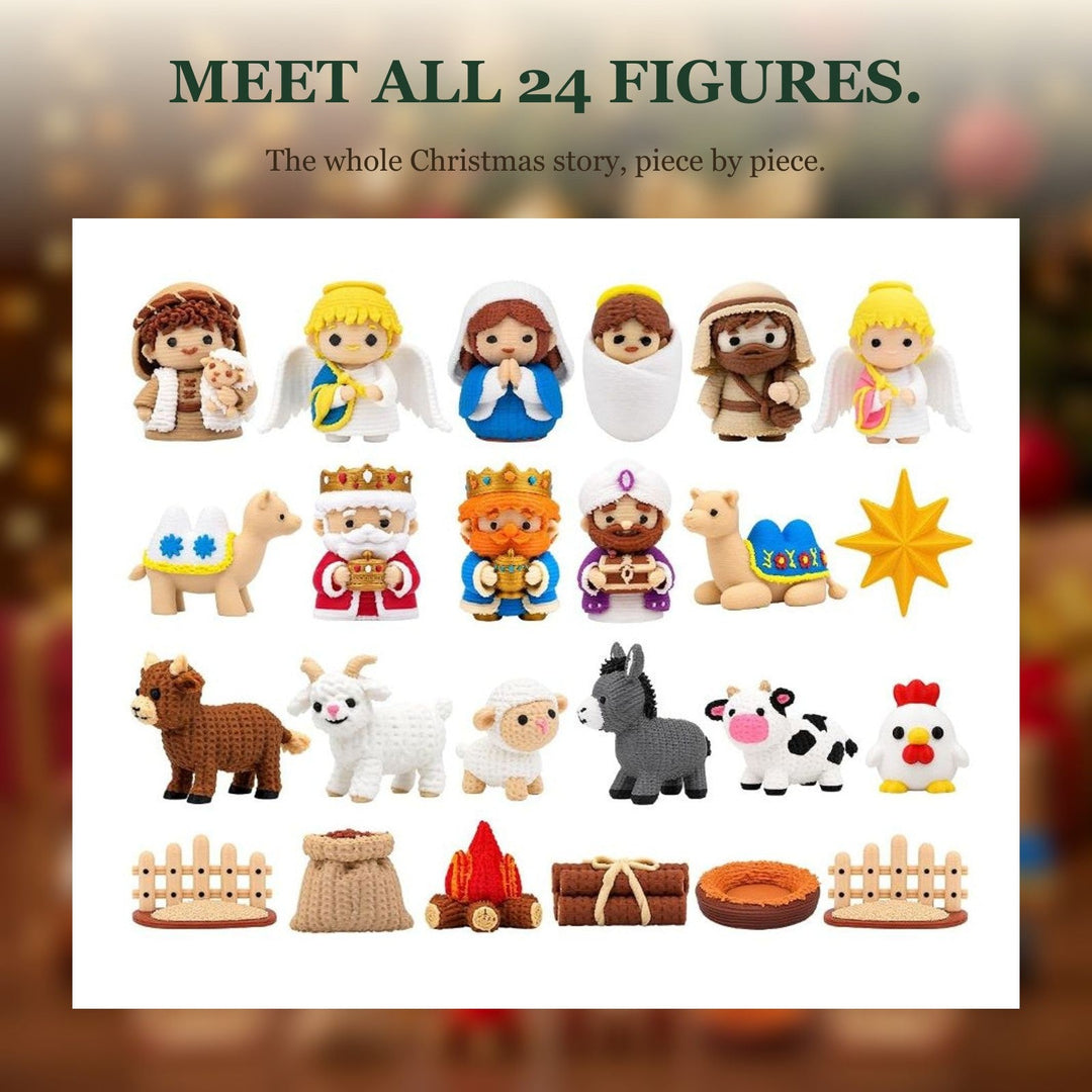 24-Day Nativity Advent Calendar with 3D Printed Figures for Kids
