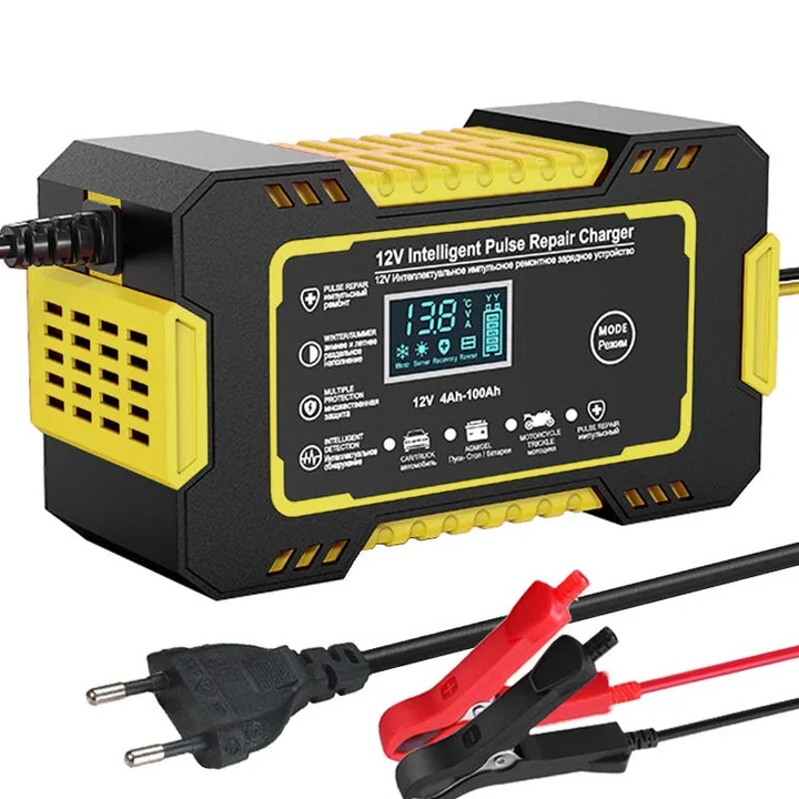 Niki | 12V 6A Smart Car Battery Charger | Pulse Repair, LCD Screen &amp; Fast Charging for AGM, Gel &amp; Lead-Acid Batteries