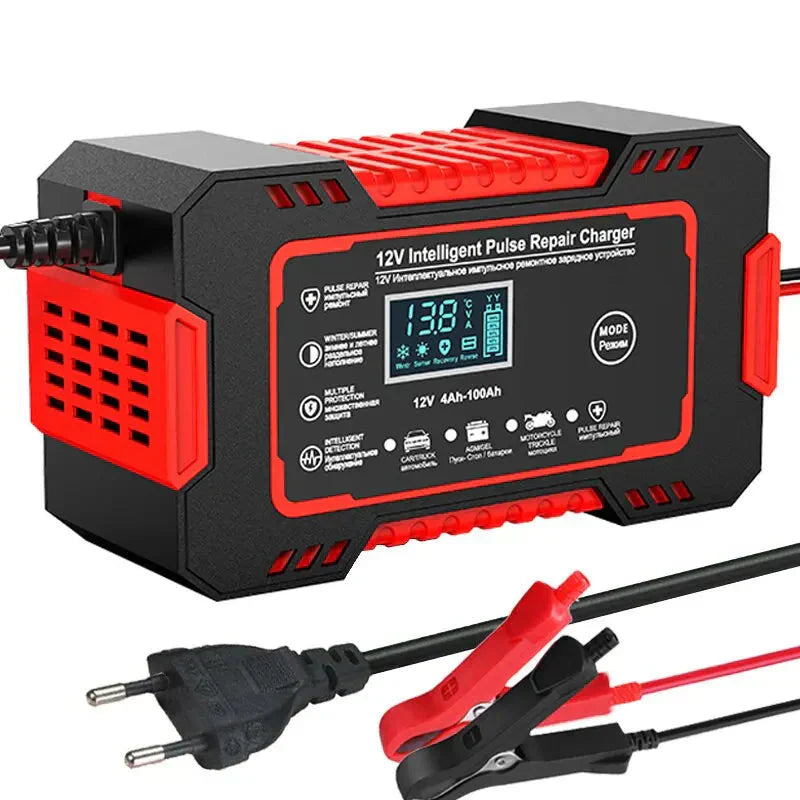 Niki | 12V 6A Smart Car Battery Charger | Pulse Repair, LCD Screen &amp; Fast Charging for AGM, Gel &amp; Lead-Acid Batteries