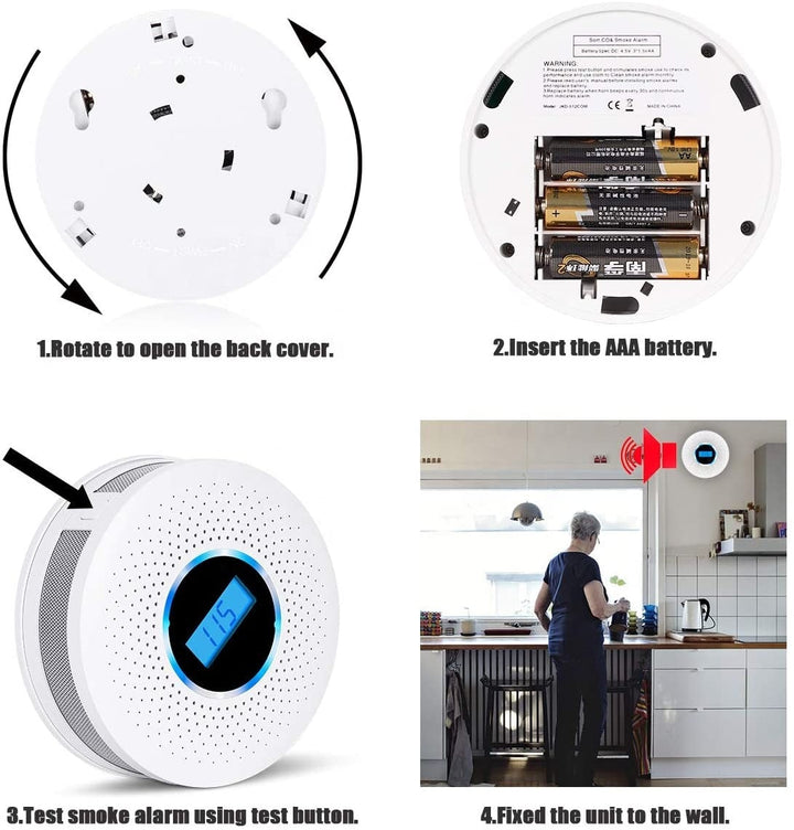 Niki | 2-in-1 Smoke &amp; CO Detector Alarm with Digital Display
