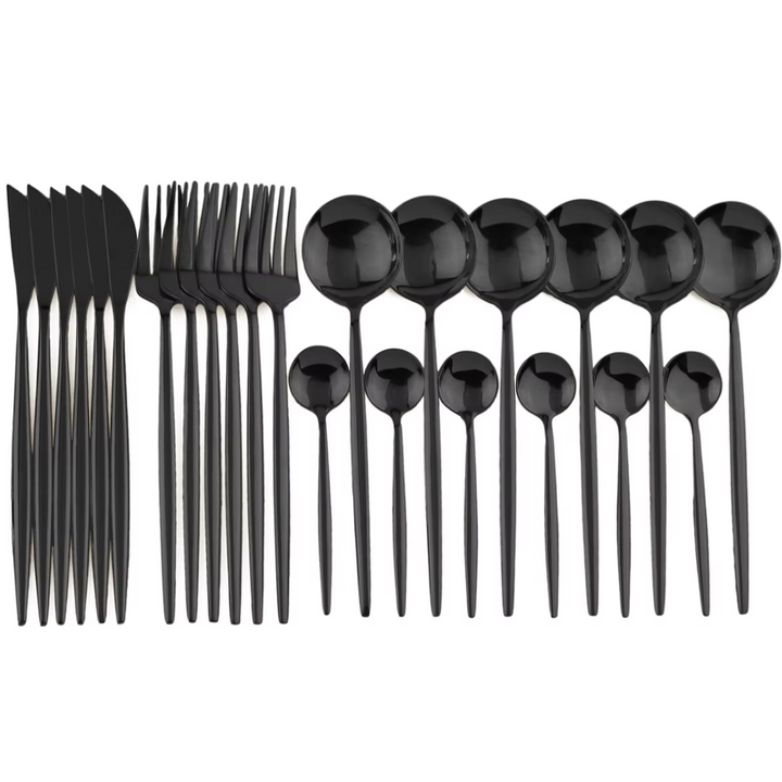 Niki | 24-Piece Cutlery Set | Stainless Steel | Black Design