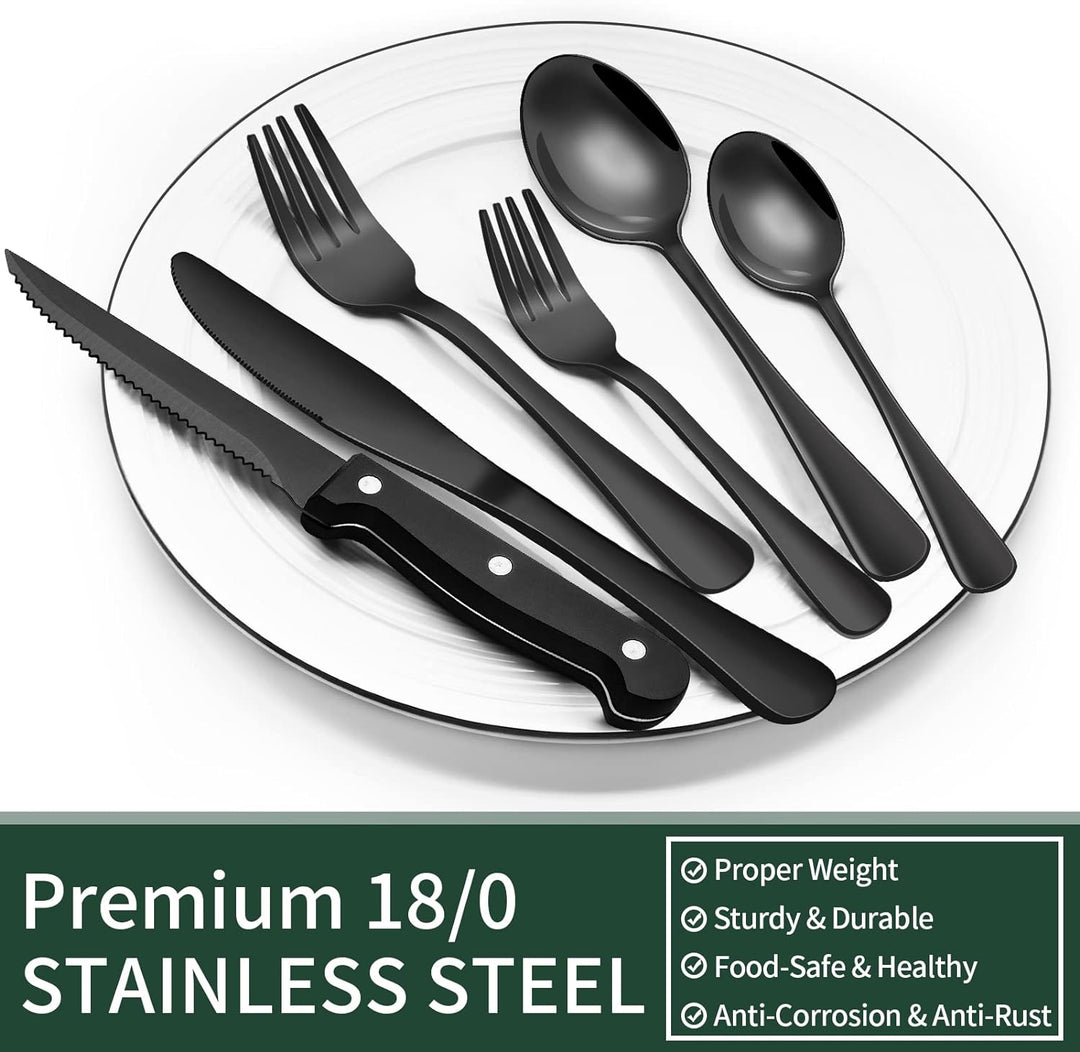 Niki | 24-Piece Cutlery Set | Stainless Steel | Black Design