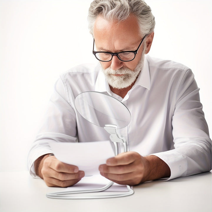 Niki | 5X Magnifying Glass Pro – Hands-Free Adjustable Neck Loupe for Seniors and Visually Impaired Individuals – Perfect for Reading, Sewing, Crafts, and Inspection