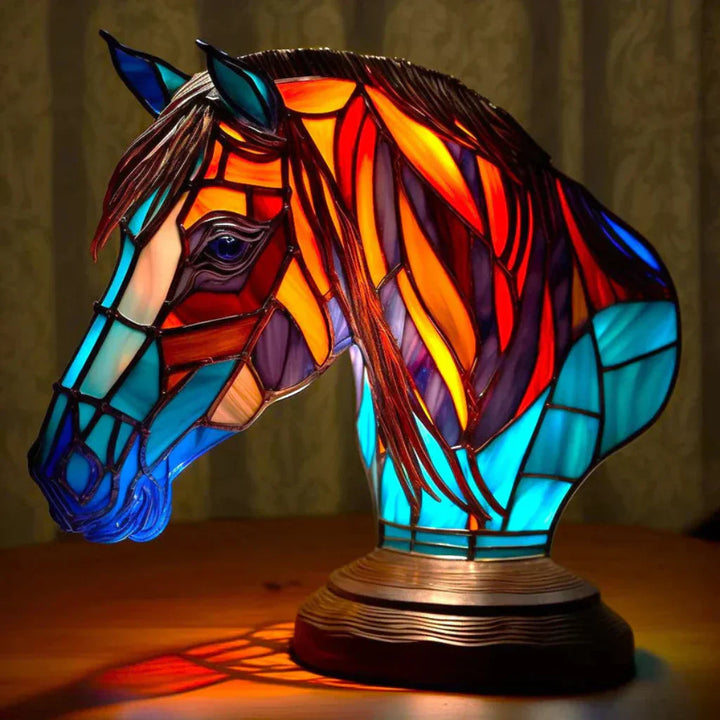 Niki | Animal Head Night Lamp, Stained Glass Style Accent