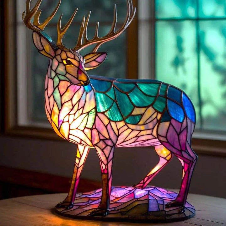 Niki | Animal Head Night Lamp, Stained Glass Style Accent