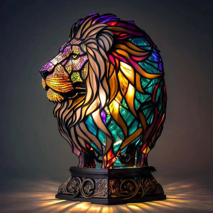 Niki | Animal Head Night Lamp, Stained Glass Style Accent