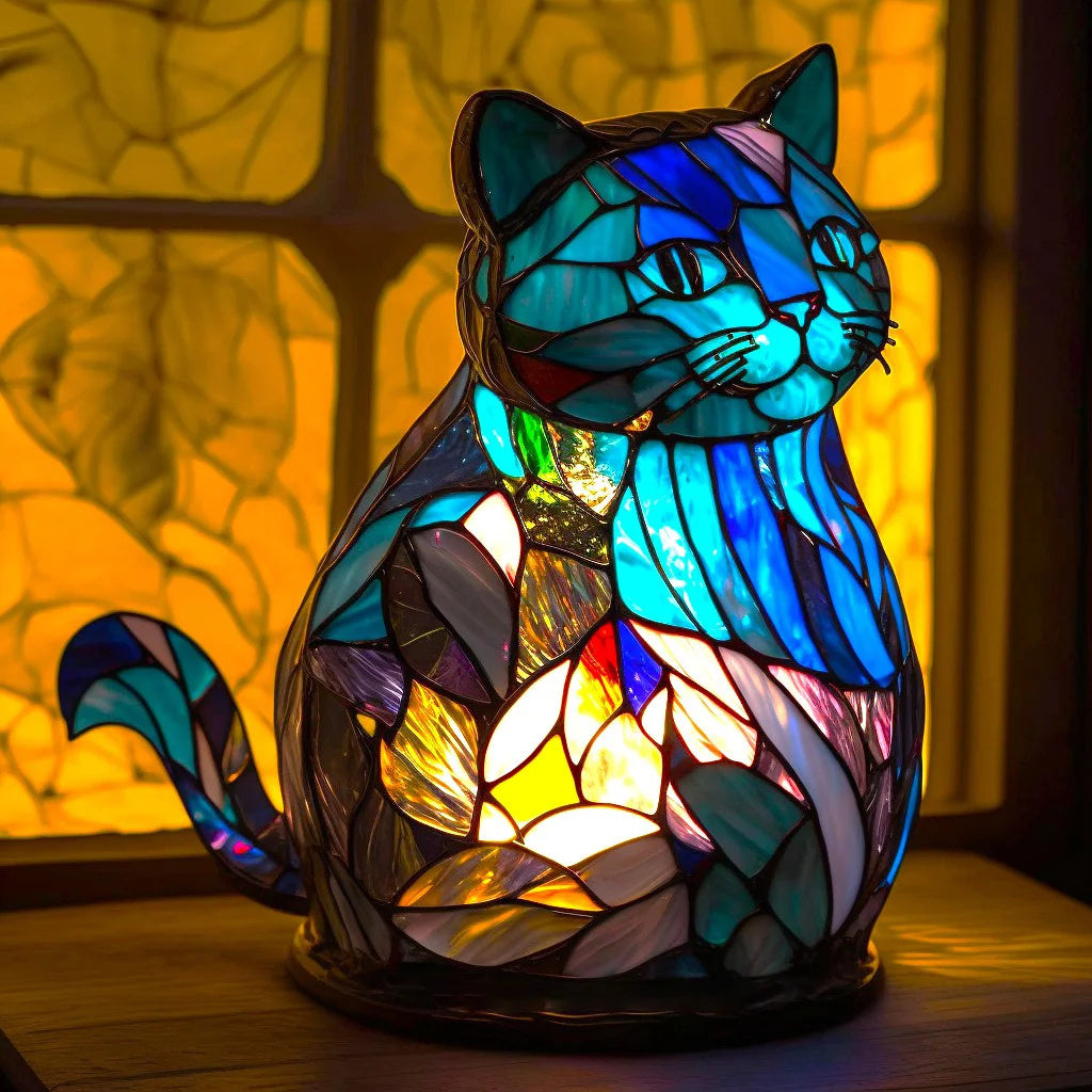 Niki | Animal Head Night Lamp, Stained Glass Style Accent
