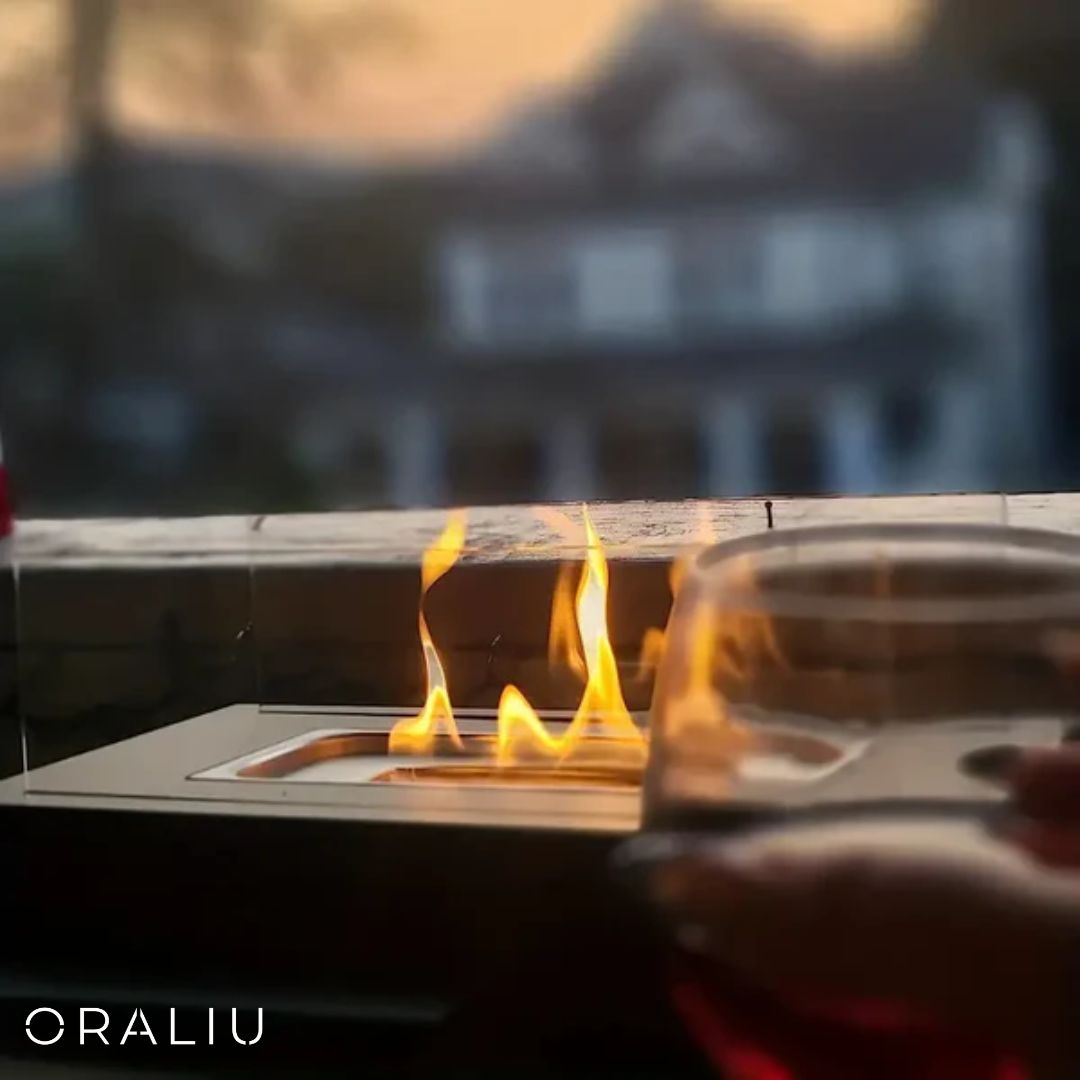 Niki | Bioethanol Table Fireplace – With Protective Glass, Indoor &amp; Outdoor