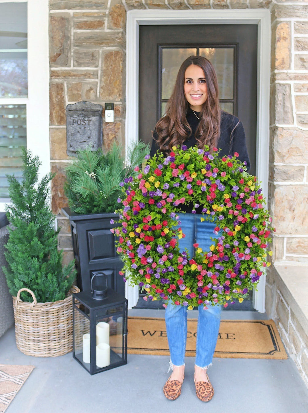 Niki | BloomWreath Spring &amp; Summer Front Door Wreath | Handmade Floral Grapevine Accent