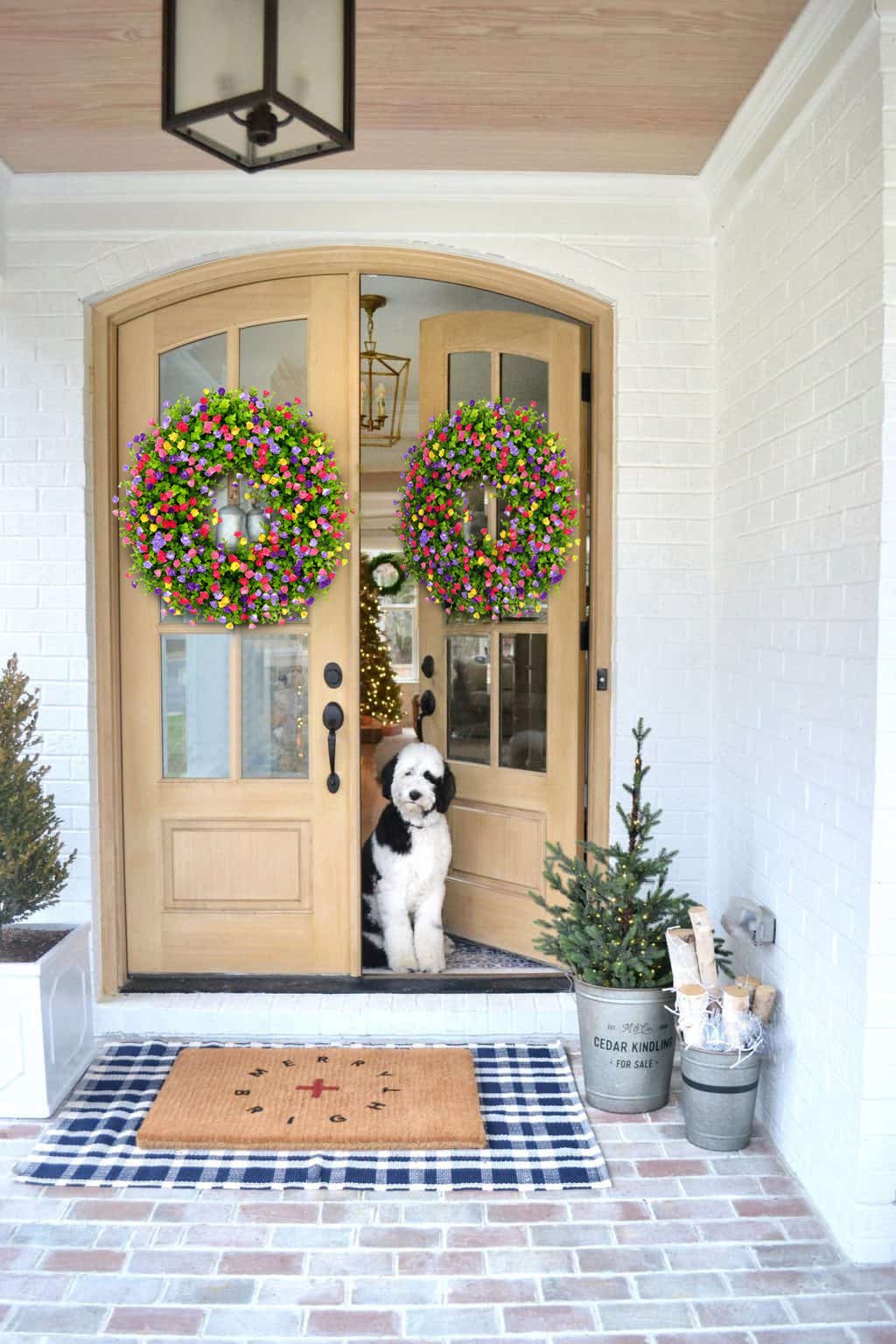 Niki | BloomWreath Spring &amp; Summer Front Door Wreath | Handmade Floral Grapevine Accent