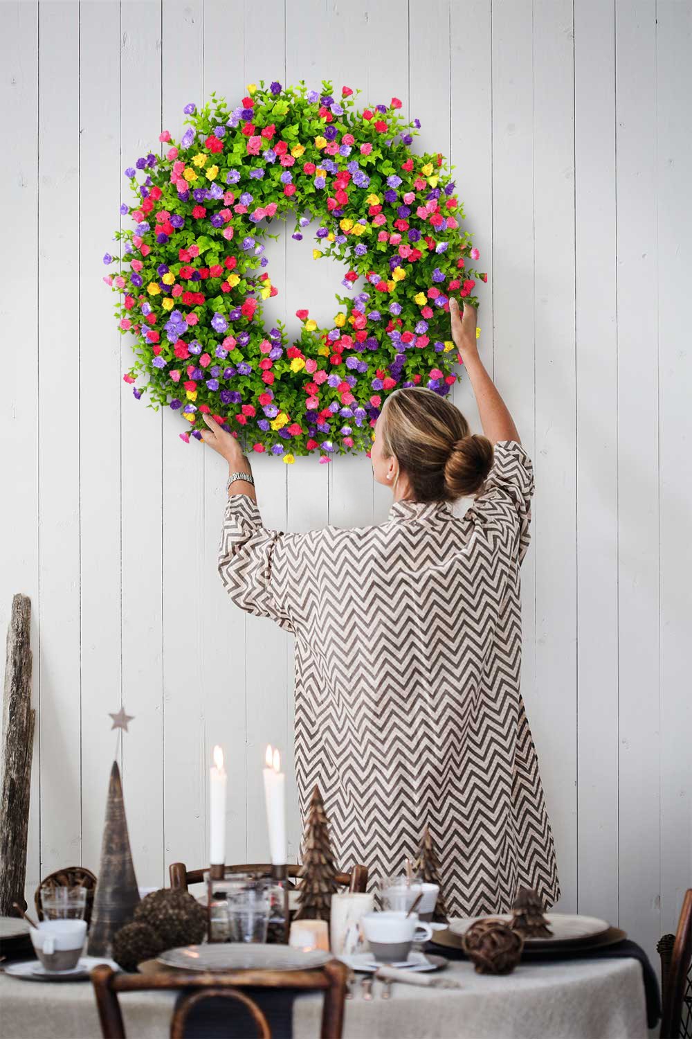 Niki | BloomWreath Spring &amp; Summer Front Door Wreath | Handmade Floral Grapevine Accent