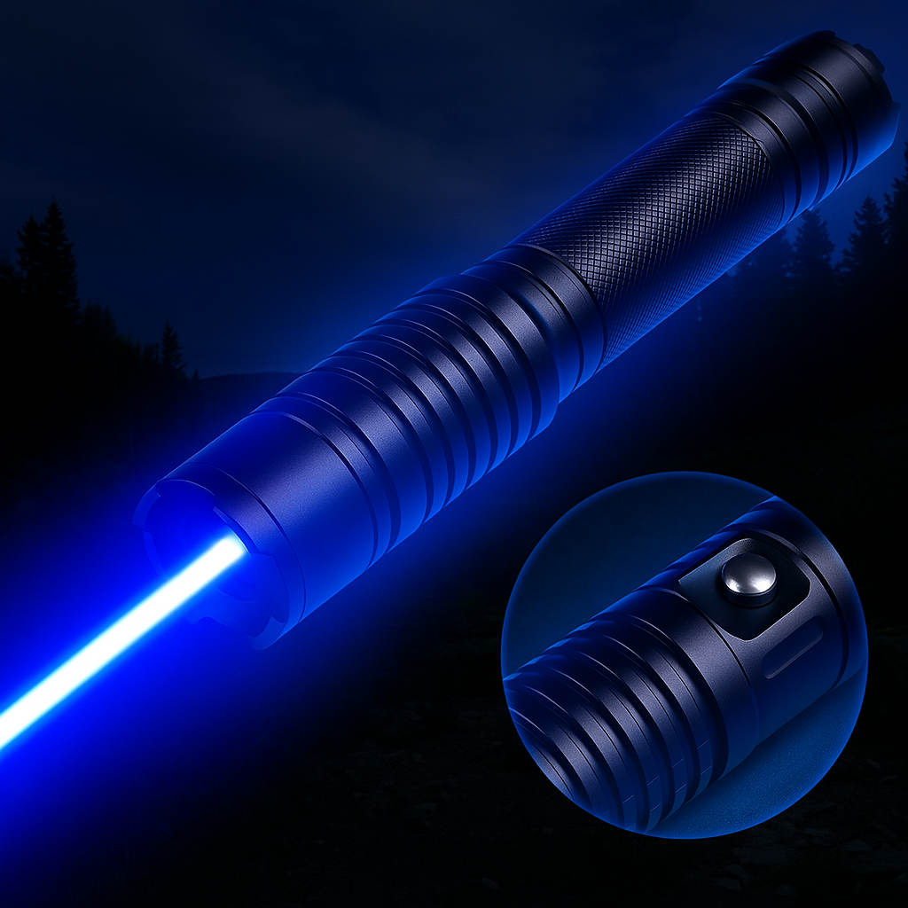 Niki | Blue Beam Laser Torch | 450nm High-Intensity Optical Output | Tactical 5000m+ Range | Adjustable Focus Aluminum Chassis | Thermal Ignition Capable Flashlight