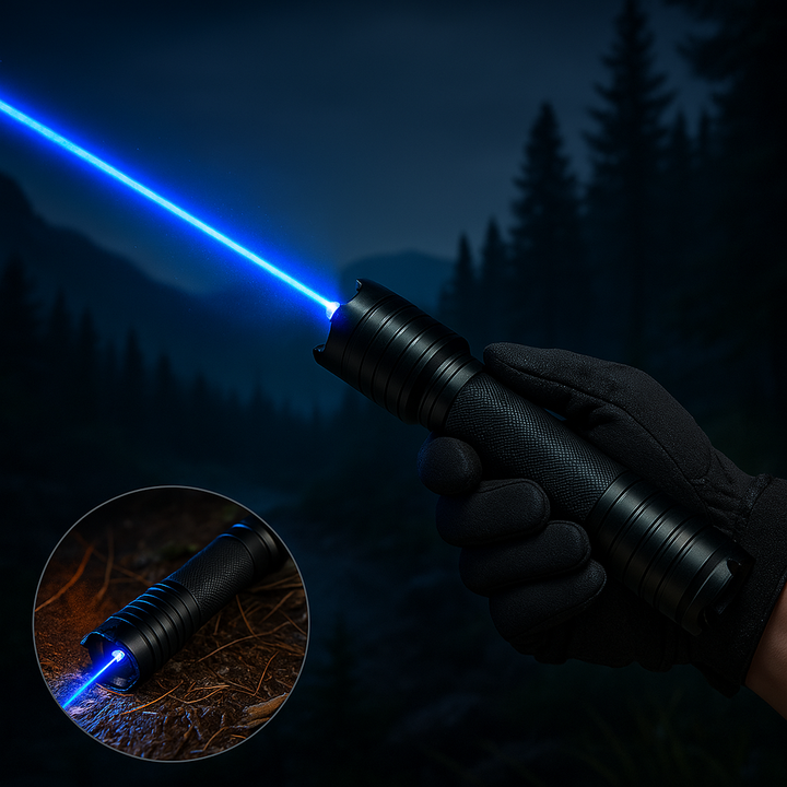 Niki | Blue Beam Laser Torch | 450nm High-Intensity Optical Output | Tactical 5000m+ Range | Adjustable Focus Aluminum Chassis | Thermal Ignition Capable Flashlight