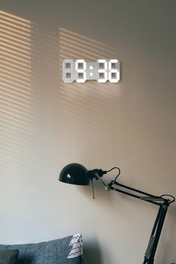 Niki | Digital 3D LED Wall Clock – Modern Design with Dimming Function and Optimal Visibility