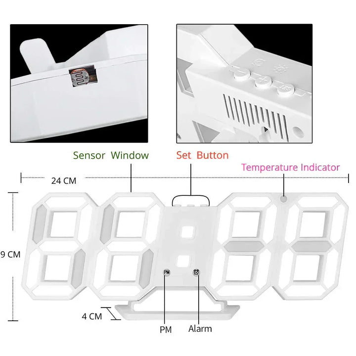 Niki | Digital 3D LED Wall Clock – Modern Design with Dimming Function and Optimal Visibility