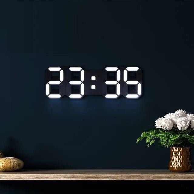 Niki | Digital 3D LED Wall Clock – Modern Design with Dimming Function and Optimal Visibility