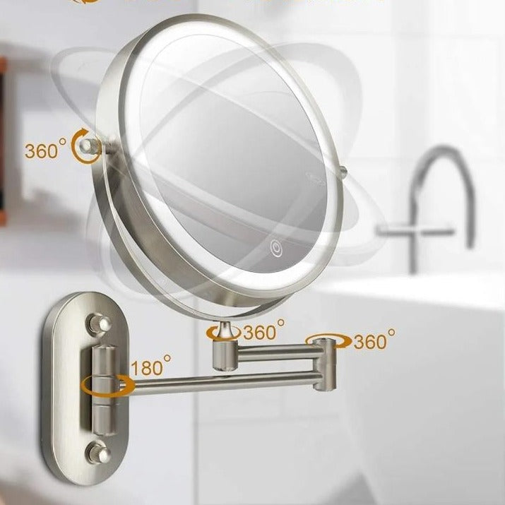 Niki | Enlarged Rechargeable LED Makeup Mirror | Adjustable Brightness, up to 10x Magnification &amp; Portable for Perfect Makeup Application