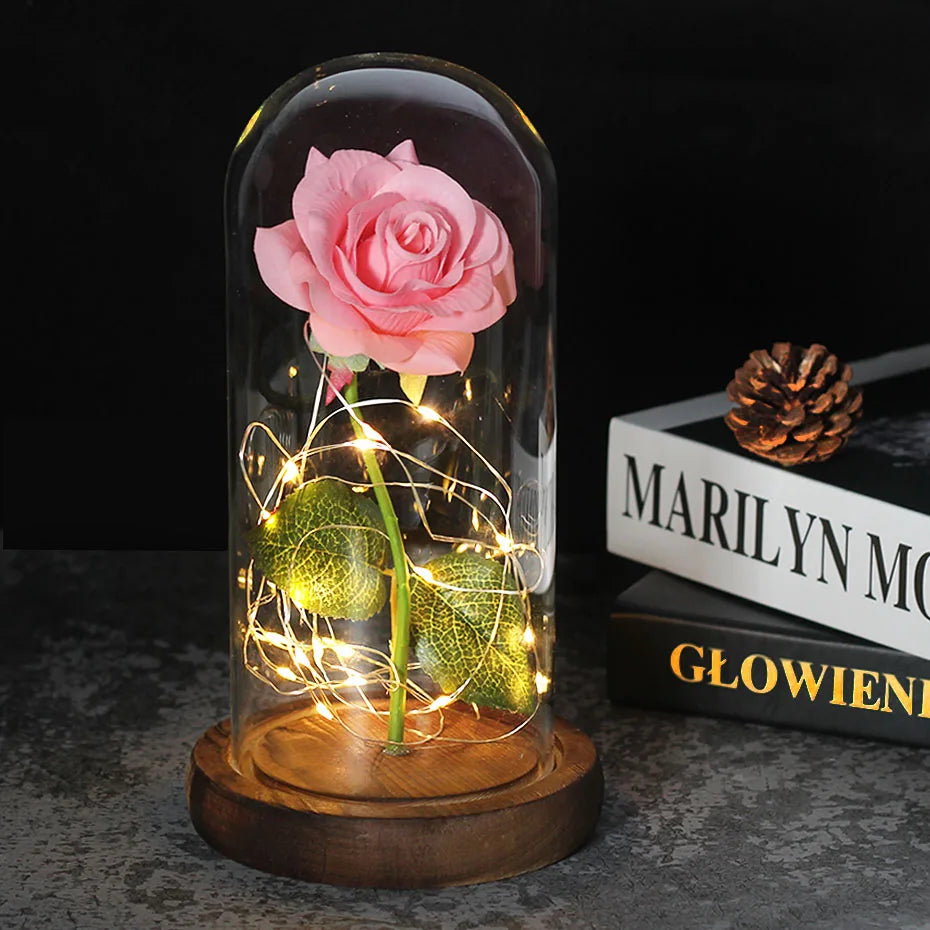 Niki – Eternal Rose in Glass Dome with Atmospheric LED Lighting