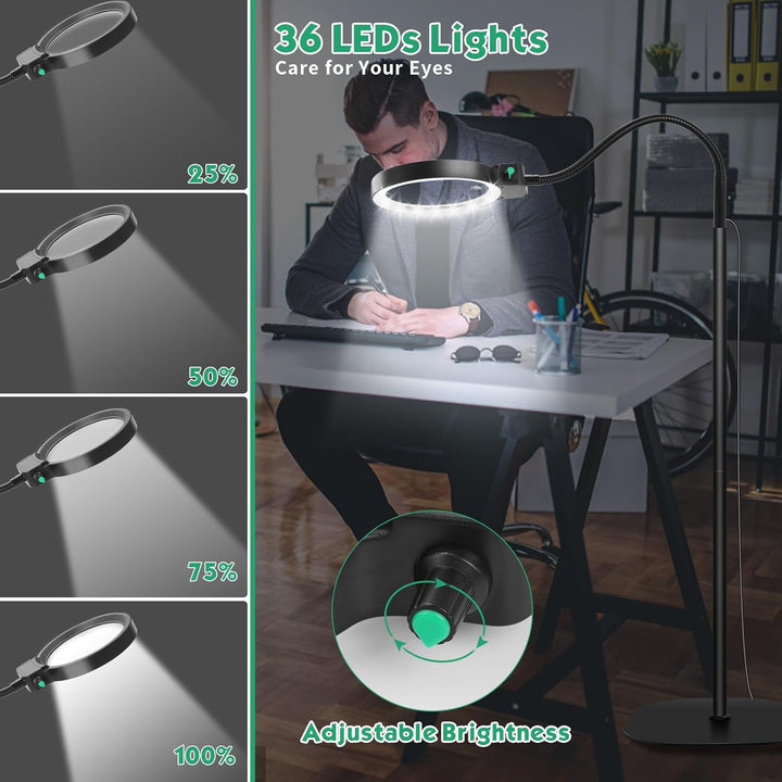 Niki | Full-Page Magnifying Glass with LED Light – Hands-Free Reading Aid for Books, Crafts &amp; Hobbies