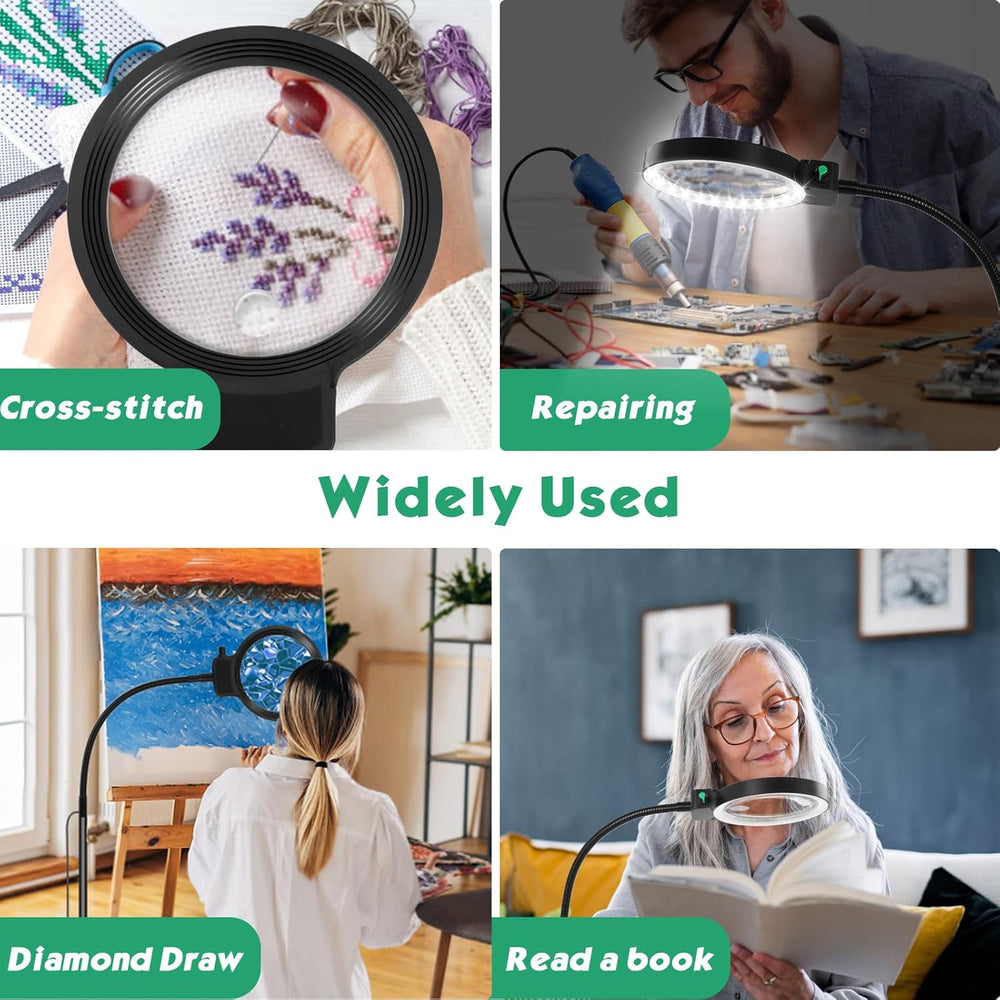 Niki | Full-Page Magnifying Glass with LED Light – Hands-Free Reading Aid for Books, Crafts & Hobbies