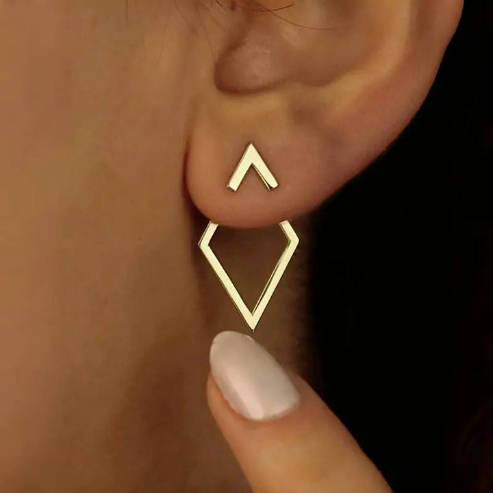 Niki | Geometric Arrow &amp; Diamond Ear Jackets